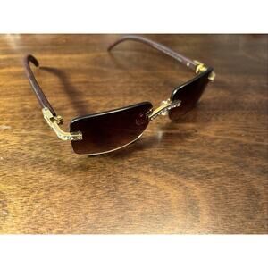 NYS Bling Wood/ Jeweled Rimless Style Sunglasses Frames Only